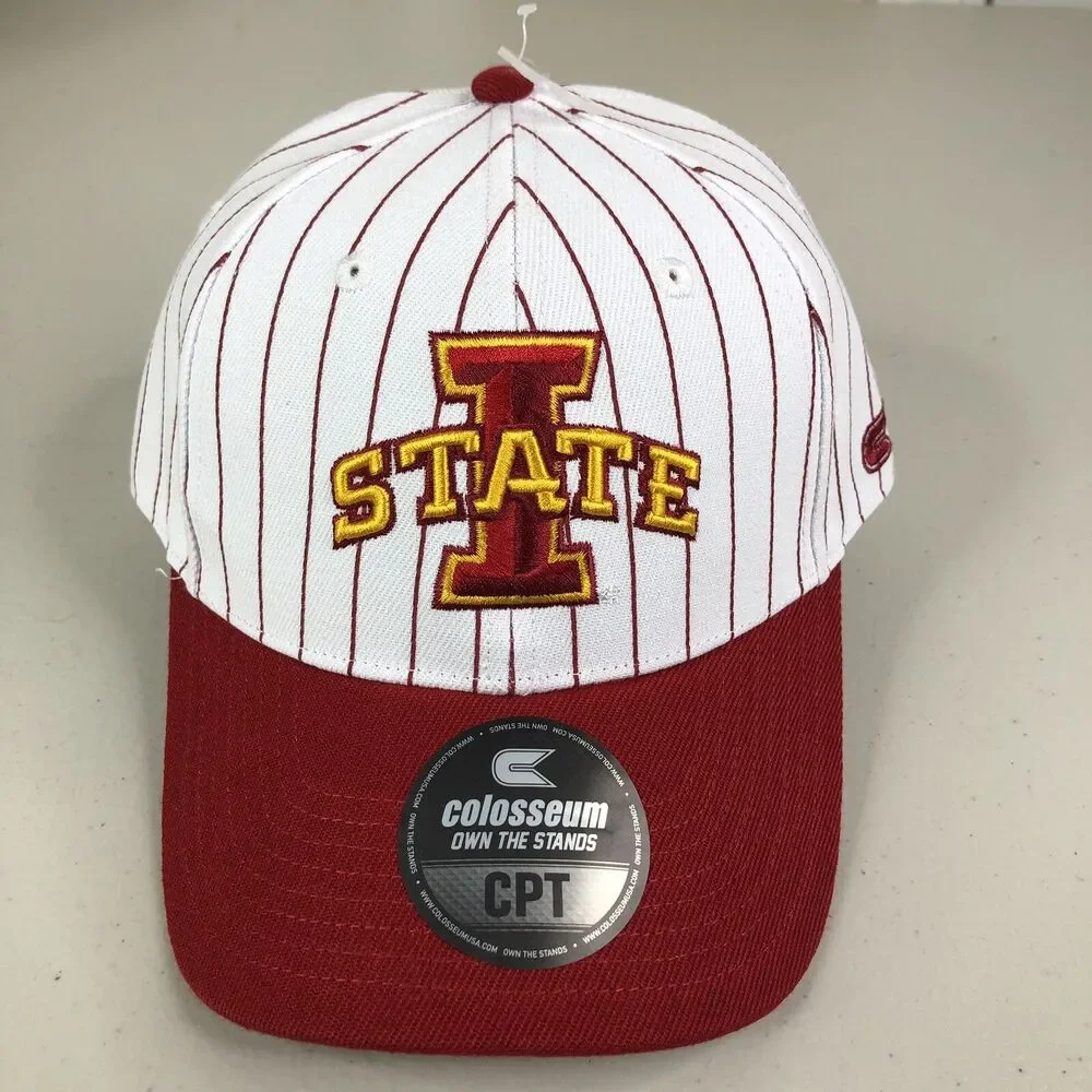Iowa State Cyclones Hat Cap Snap Back White Red‎ Pinstripe NCAA Adjustable NWT